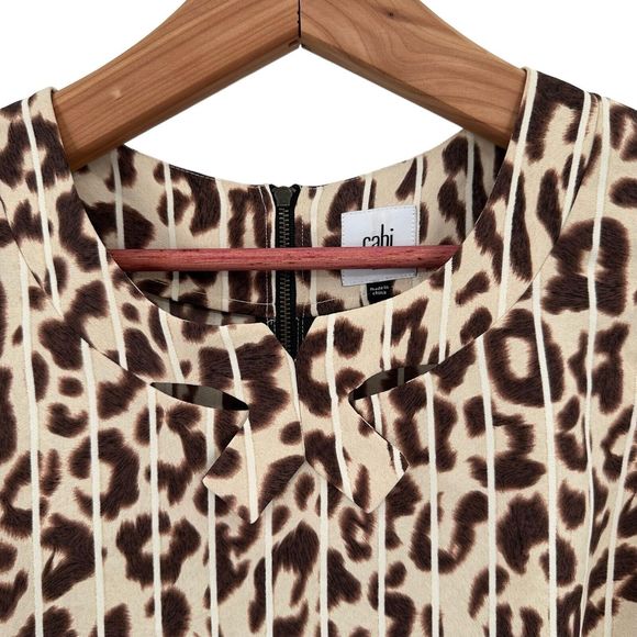 Cabi Top Size Small Women’s Leopard Ginger Bow Sleeveless Tank Shell Tan Brown - Picture 3 of 9